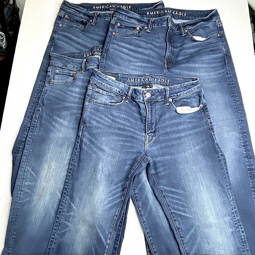 4 PAIRS American Eagle AirFlex+ Slim Straight Men’s 4 Jean BUNDLE Size (33X30) - Picture 8 of 13